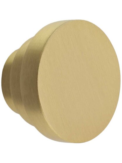 Stepped Round Knob - 1 1/2 inch Diameter in Satin Brass.